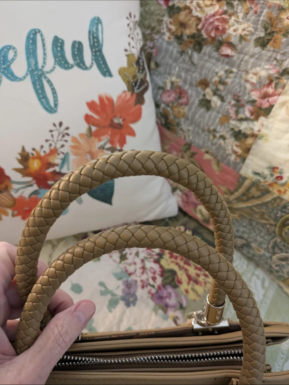 Classic Tan Women’s Handbag with Braided Handles
